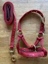 Alpaka Halfter Rot mit Overlay Bandana und Leine Set